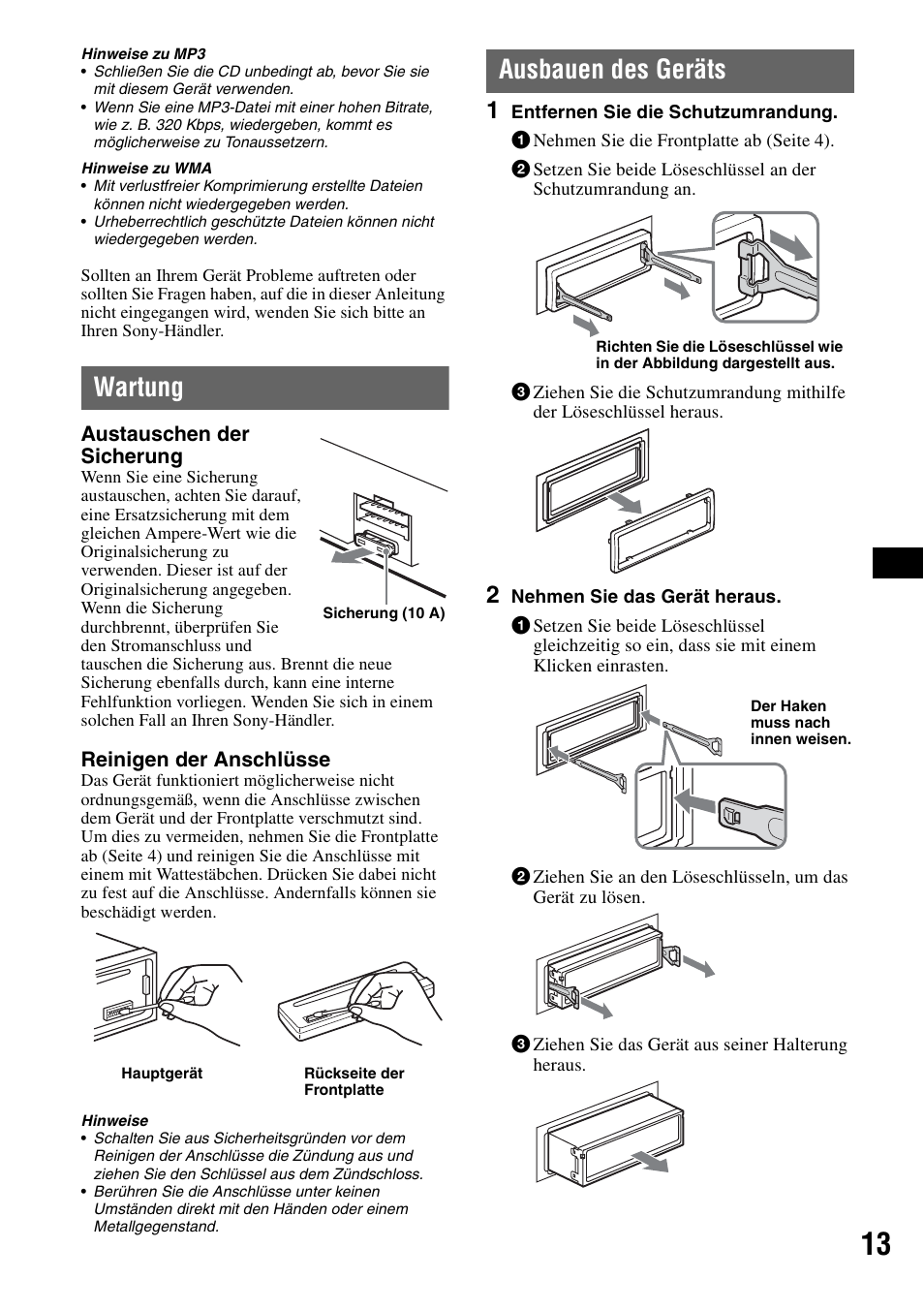 Wartung Ausbauen Des Gerats Wartung Ausbauen Des Gerats Sony Cdx Gt20 User Manual Page 27 80 Original Mode
