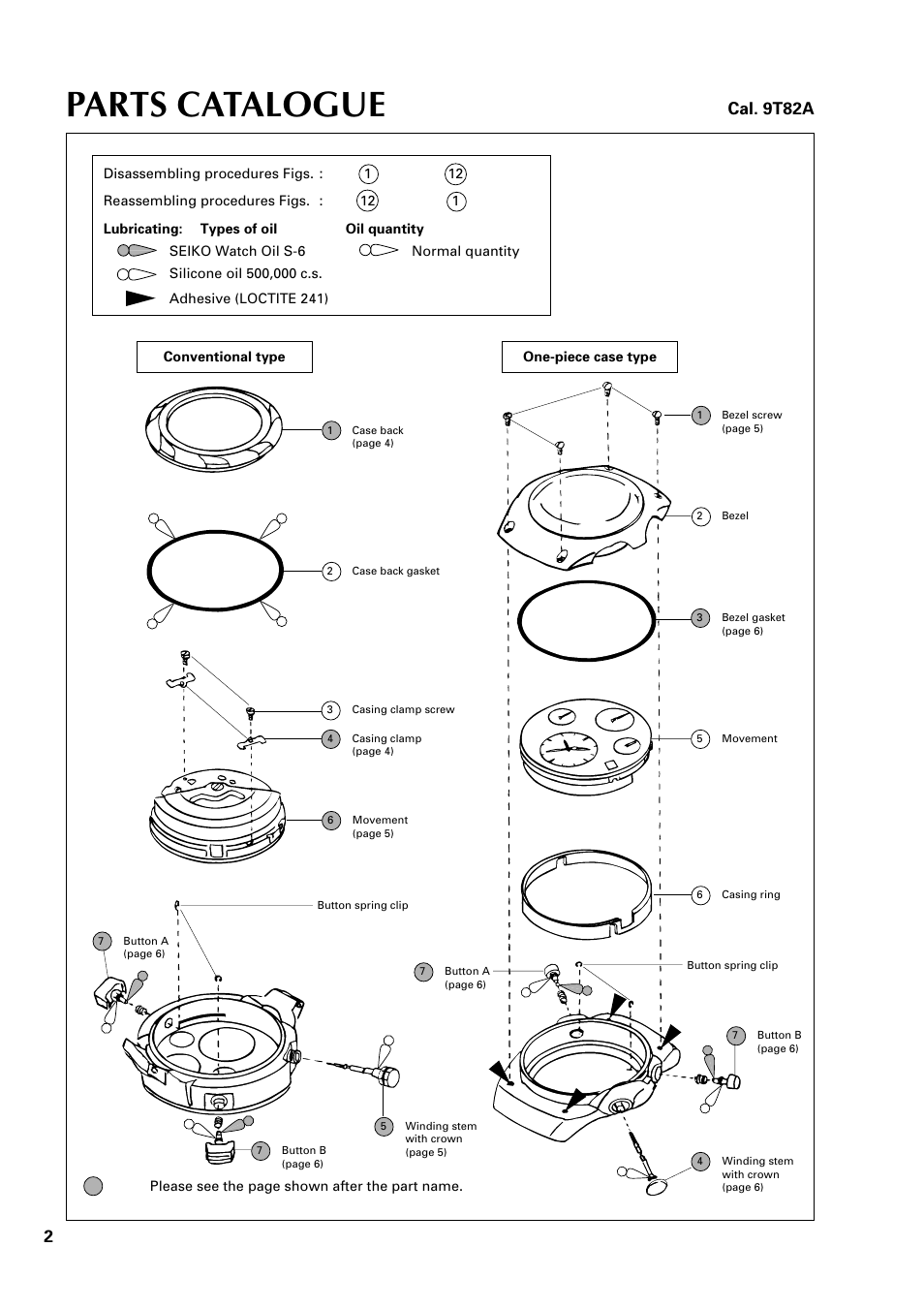 Parts catalogue, Cal. 9t82a | Seiko Group 9T82A User Manual | Page 2 / 8 |  Original mode