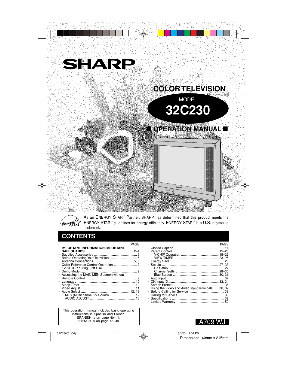 Sharp 32C230 User Manual | 52 pages