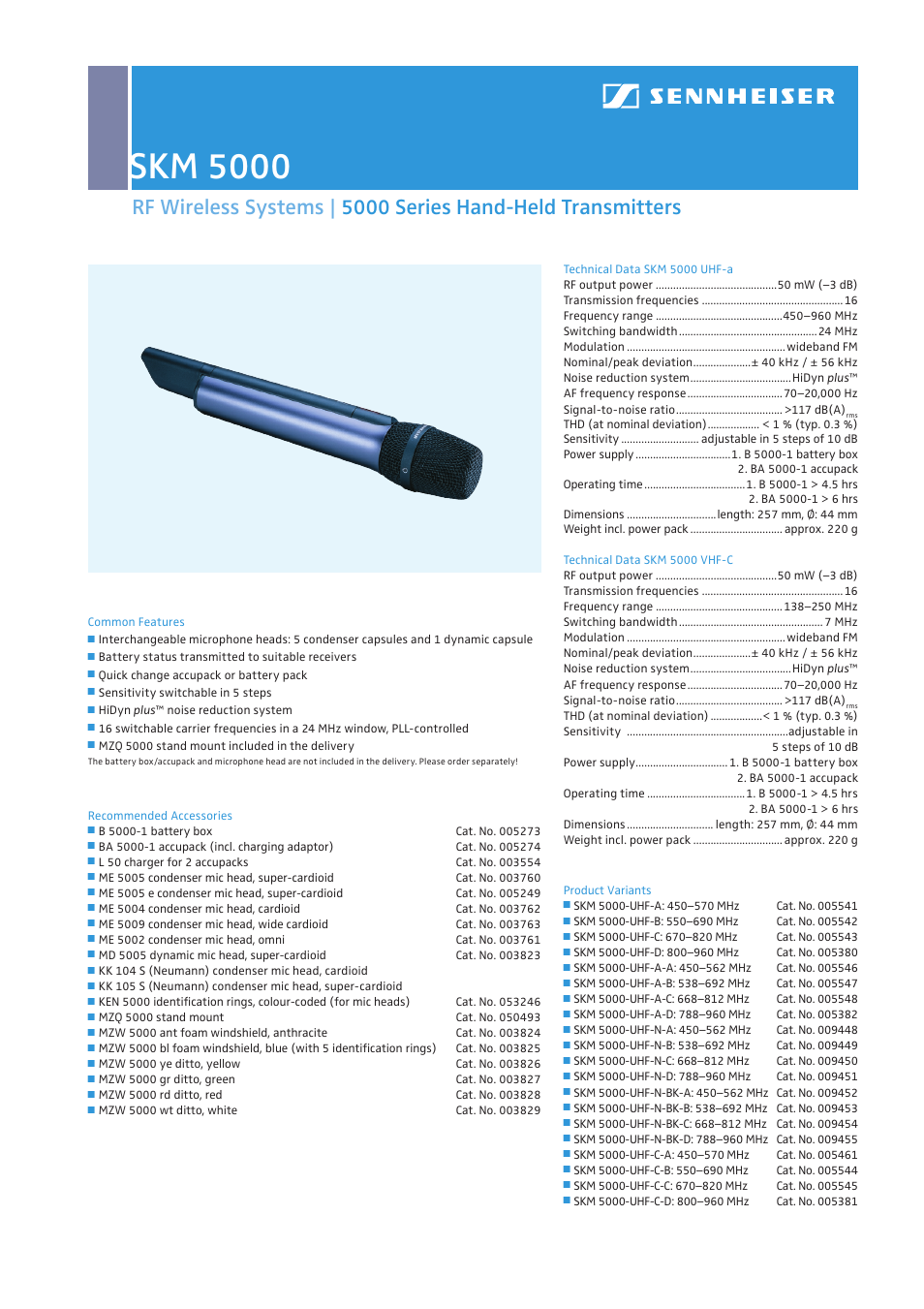 Sennheiser Skm 5000 User Manual 4 Pages