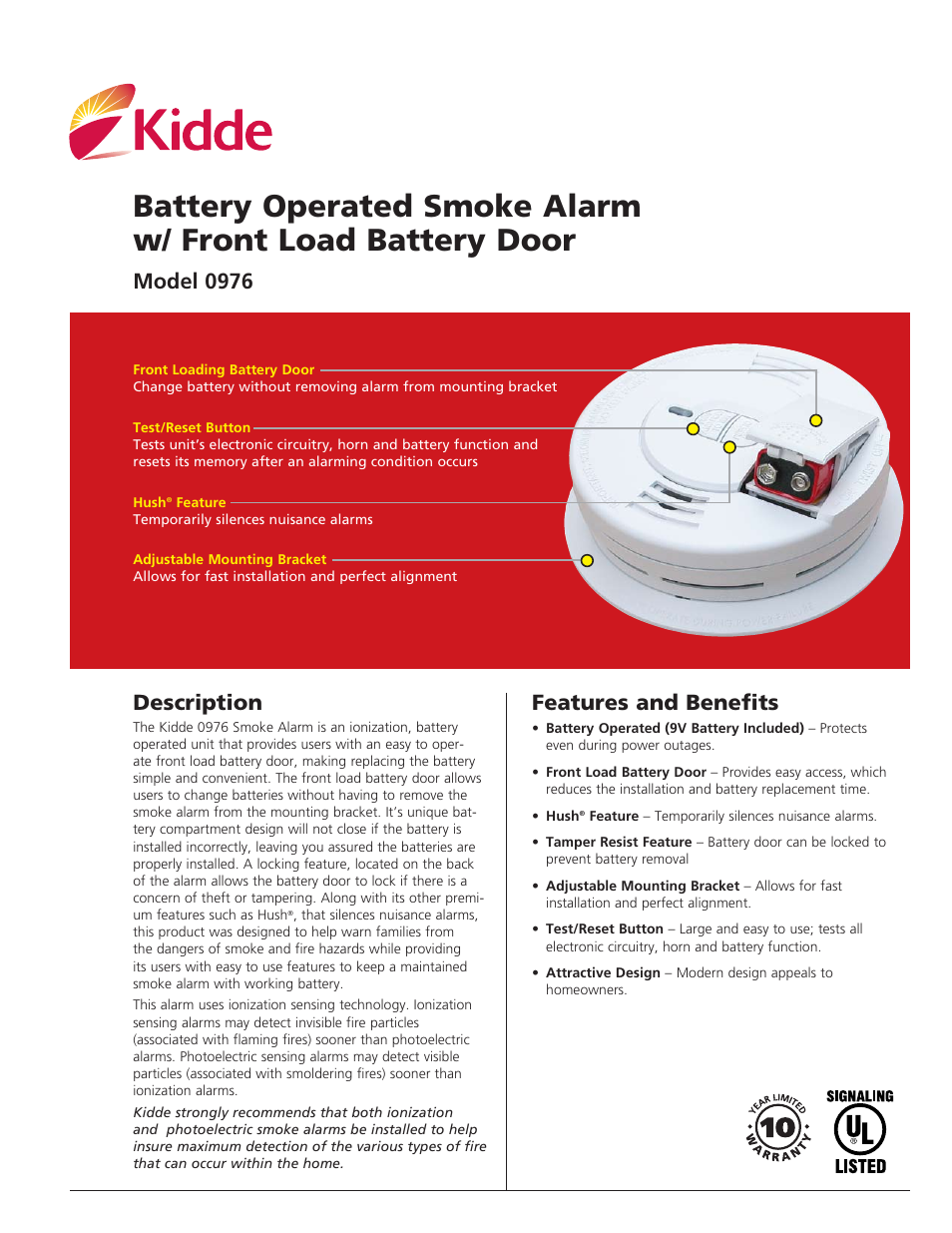 Kidde 976 User Manual | 2 pages | Original mode