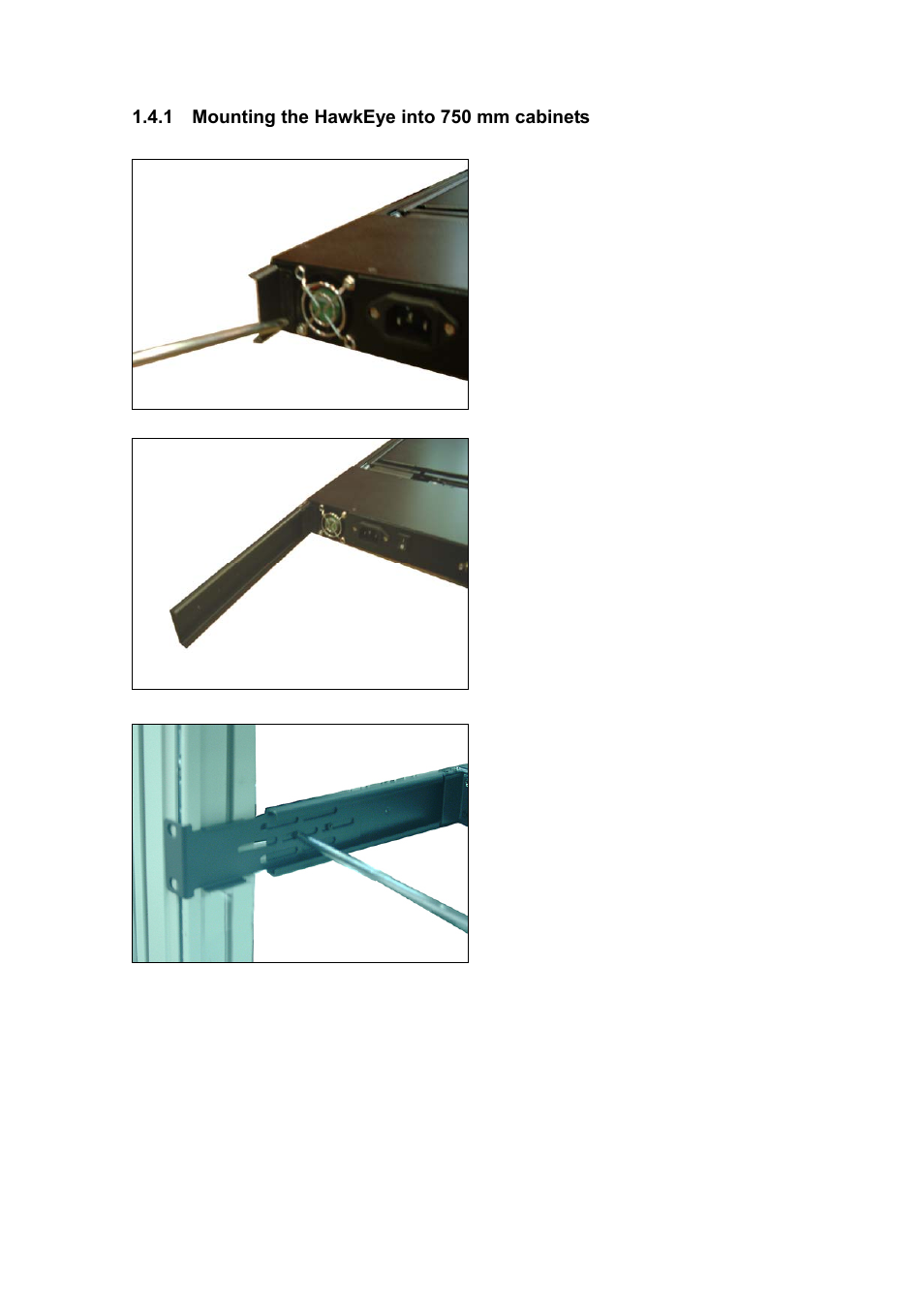 1 mounting the hawkeye into 750 mm cabinets | Koller-Craft Plastic Hawkeye 1U rack mount 15" TFT monitor/keyboard drawer RPD-1151 User Manual | Page 14 / 43