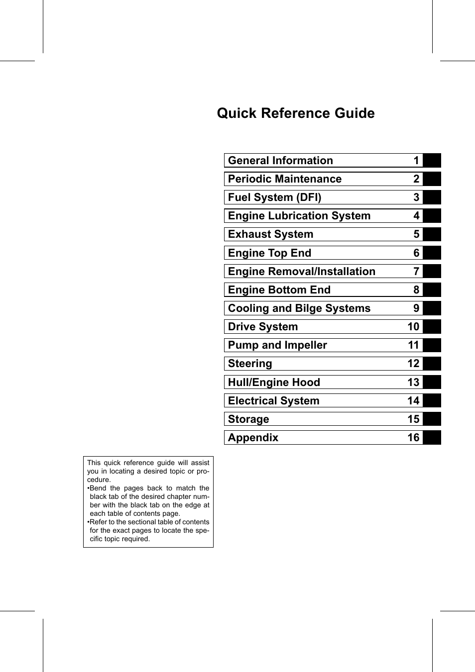 Quick reference guide | Kawasaki STX-15F User Manual | Page 3 / 438 | Original mode