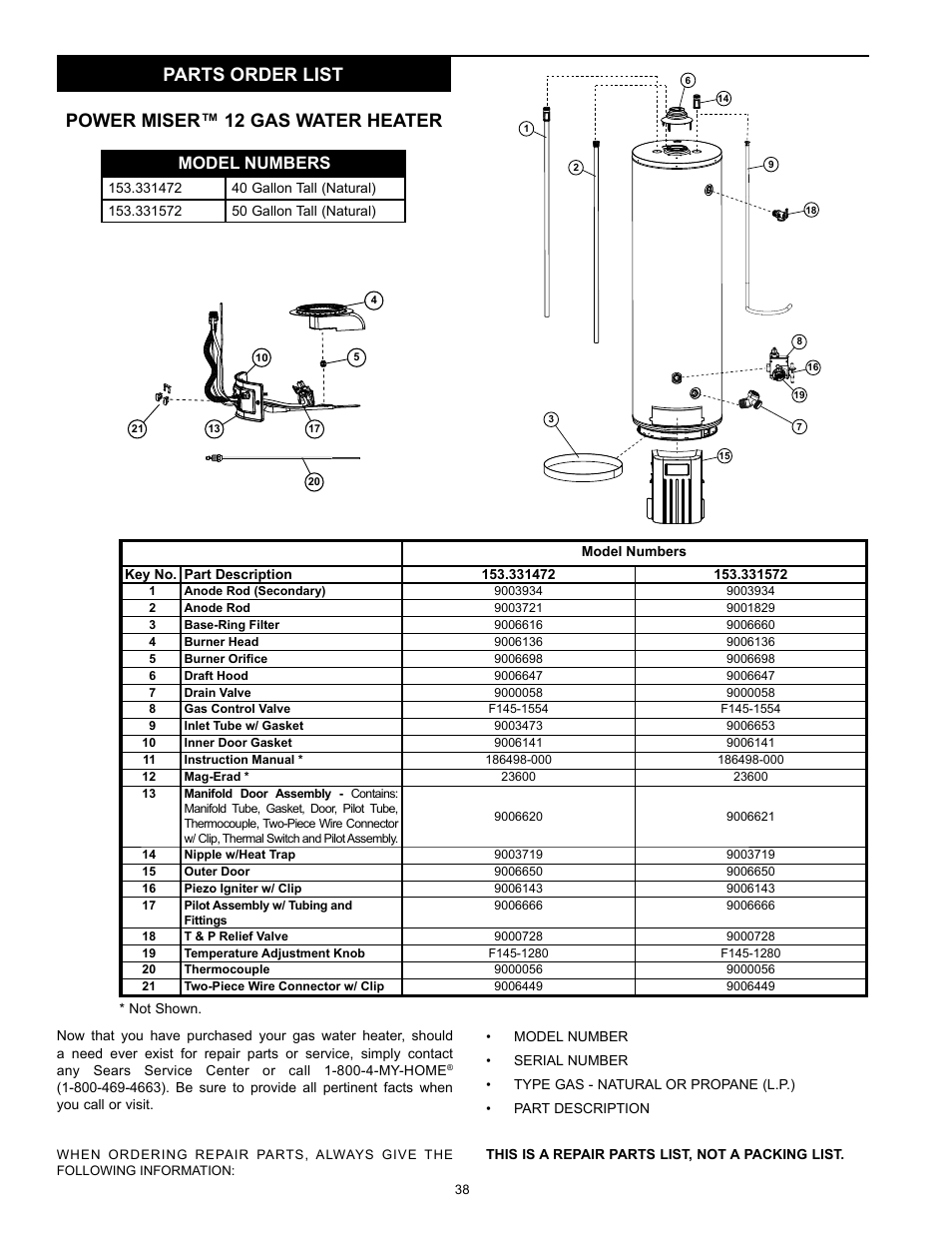 kenmore power miser 12 gas water heater