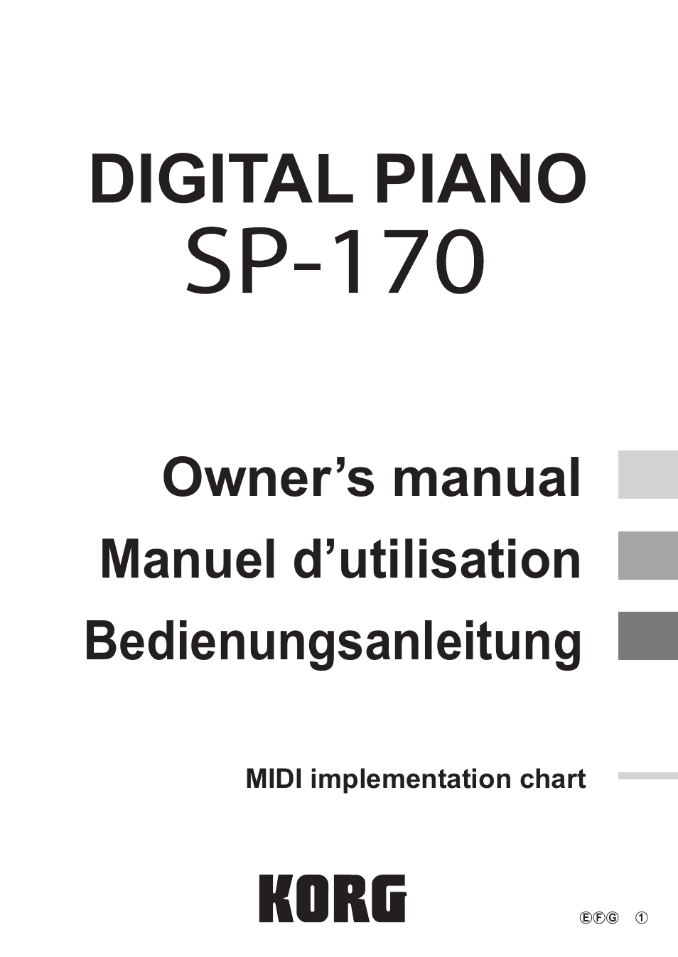 Korg Digital Piano Sp 170 User Manual 21 Pages