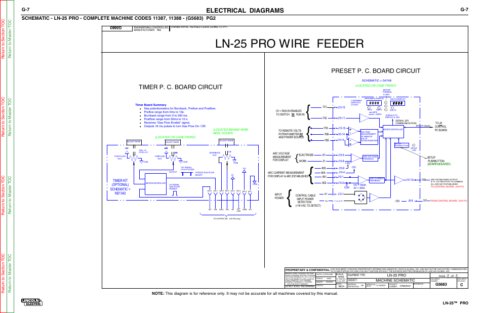 Ln-25 pro wire feeder, Electrical diagrams, Preset p. c ... lincoln ln 7 wiring diagram 