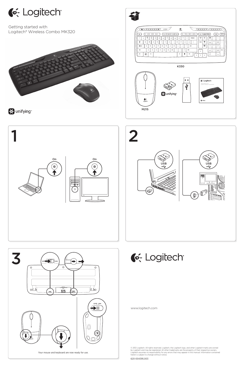 Logitech Wireless Desktop MK320 Keyboard User Manual | 2 pages