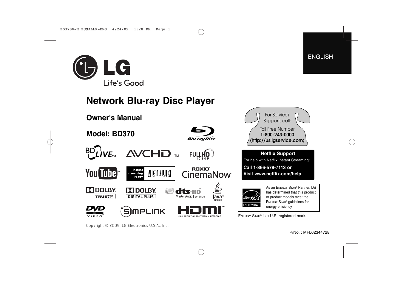 LG BD-370 User Manual | 56 pages