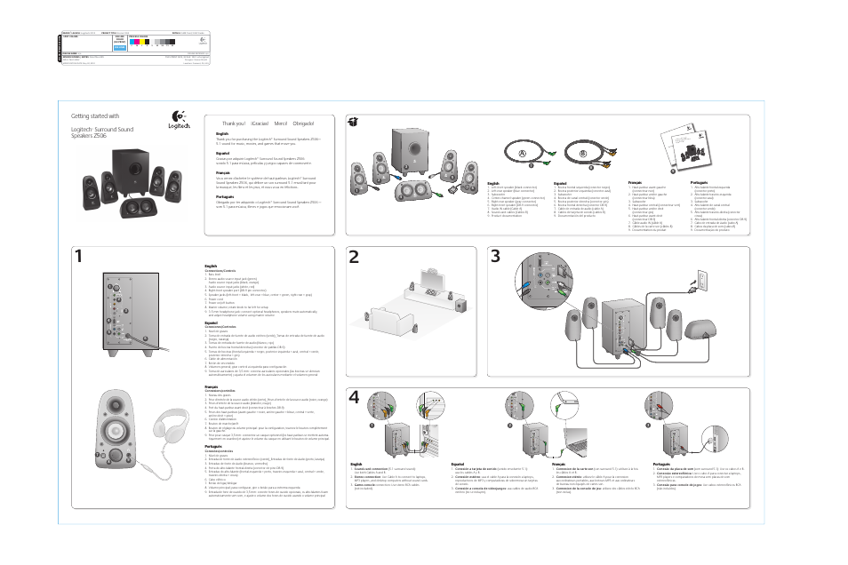 prins kontakt frisk Logitech Surround Sound Speakers Z506 User Manual | 2 pages | Original mode