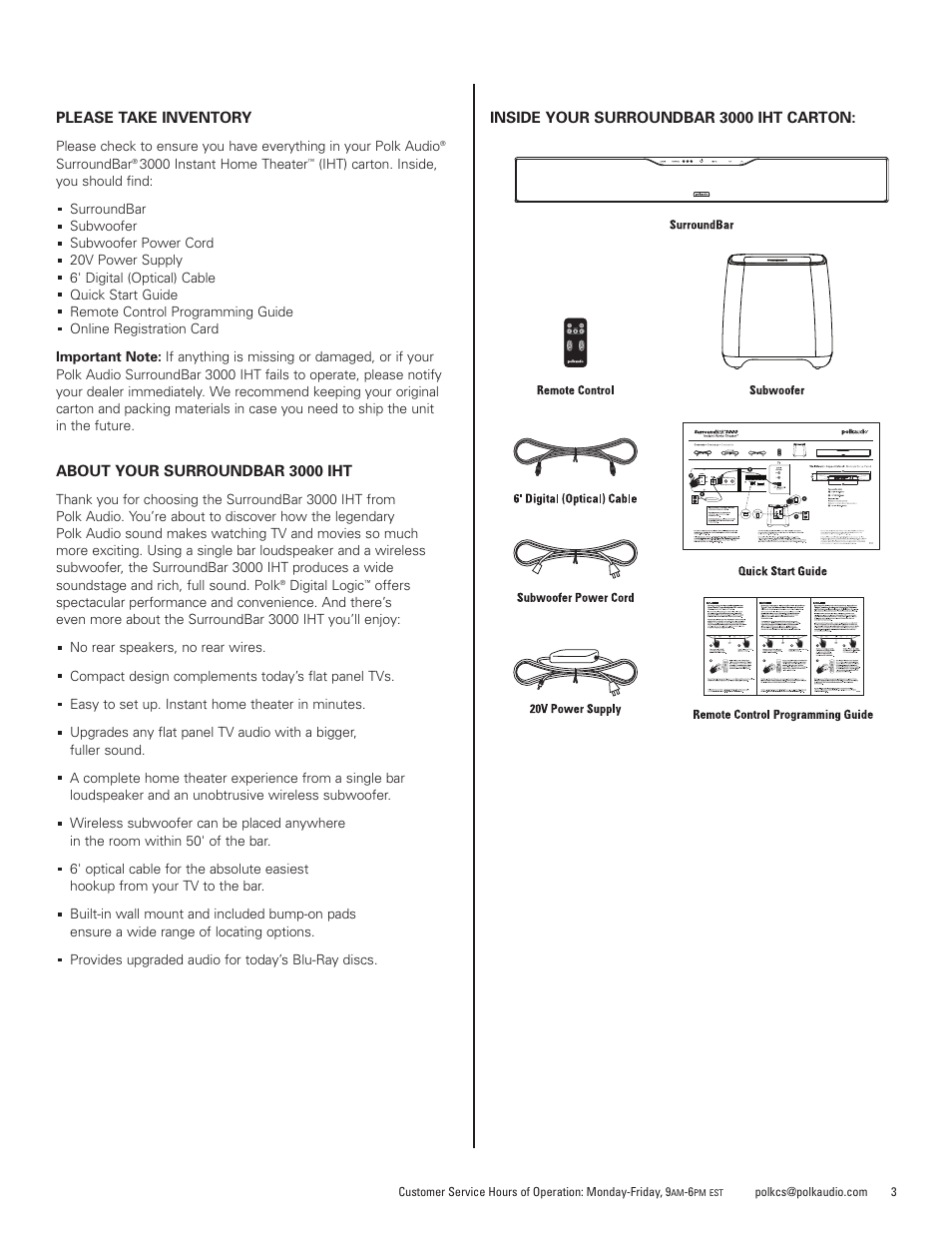 Polk Audio SURROUNDBAR 3000 User Manual | Page 3 / 12 | Original mode