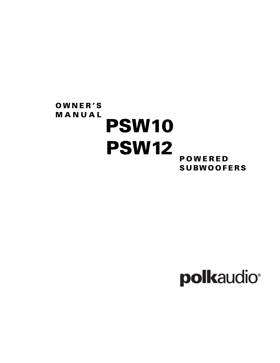 Polk Audio PSW10 User Manual | 19 pages | Original mode