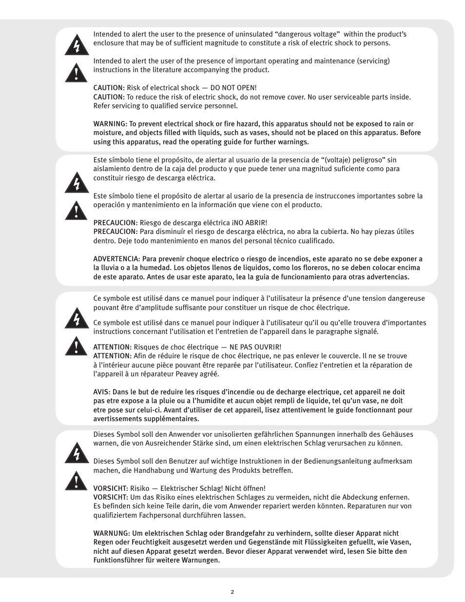 Peavey PV 35XO User Manual | Page 2 / 56 | Original mode