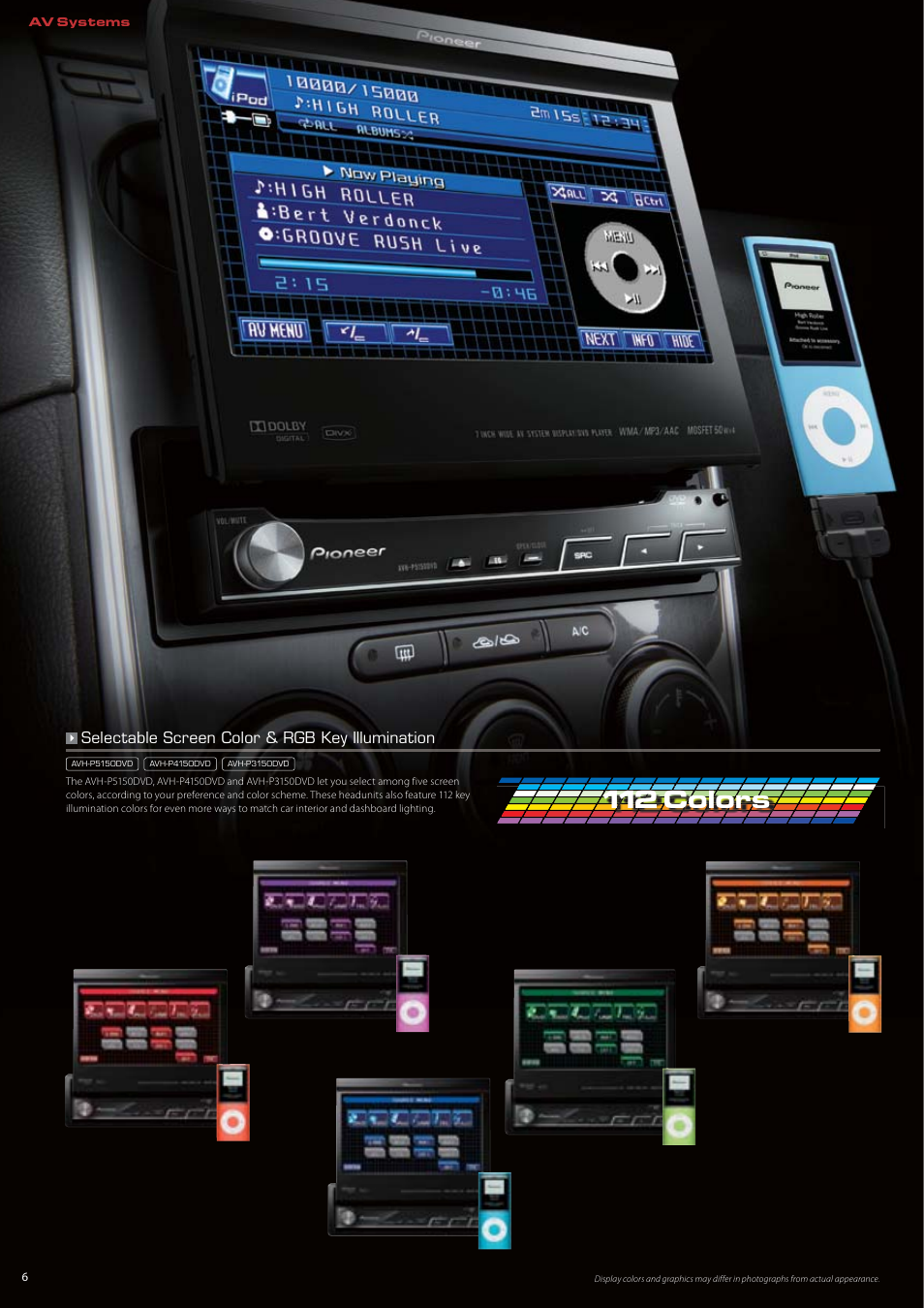 112 colors, Selectable screen color & rgb key illumination | Pioneer