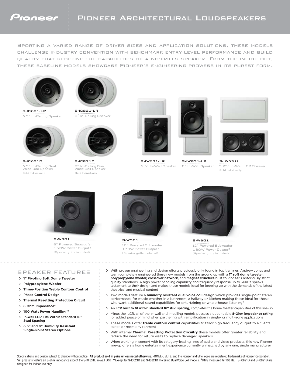 pioneer in wall speakers