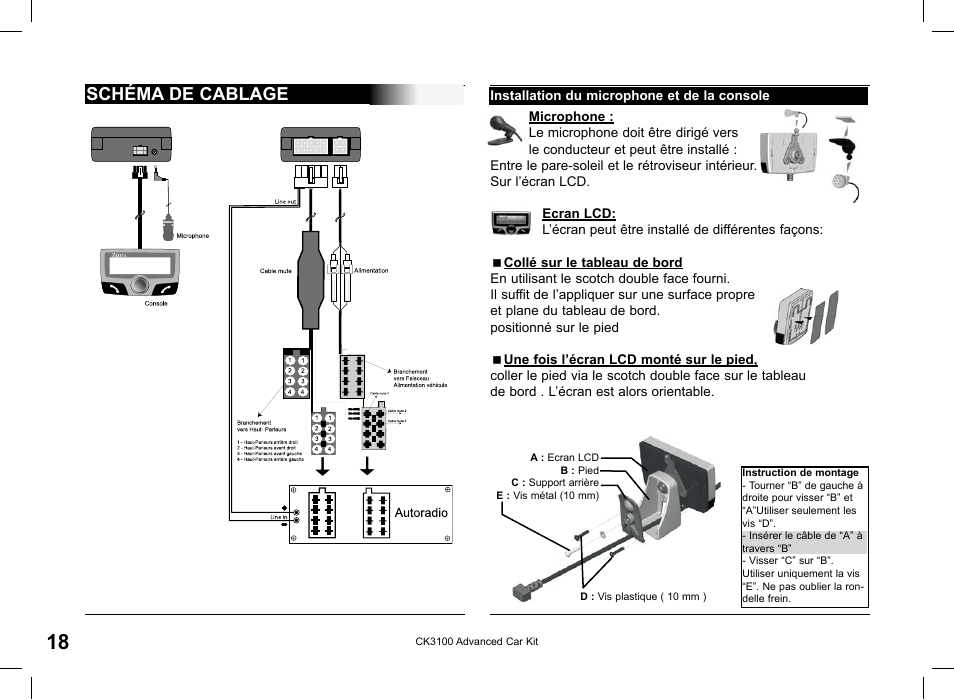De Cablage Parrot Ck3100 User Manual, Parrot Ck3100 Wiring Diagram
