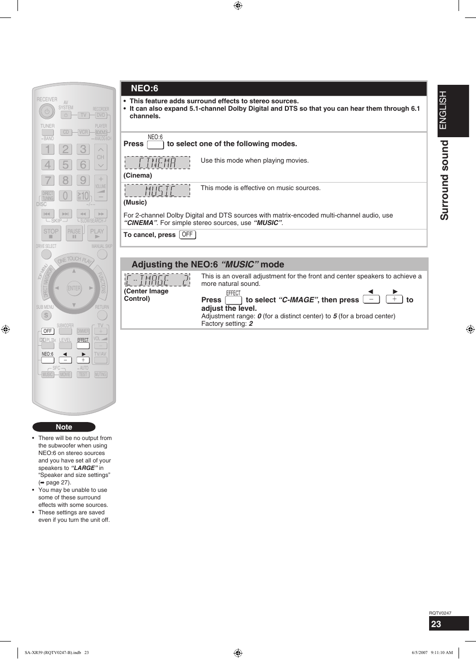 Surround Sound English 23 Dolby Pro Logic Iix Panasonic Sa Xr59 User Manual Page 23 40 Original Mode Surround Sound English 23 Dolby Pro Logic Iix Panasonic Sa Xr59 User Manual Page 23 40 Original Mode