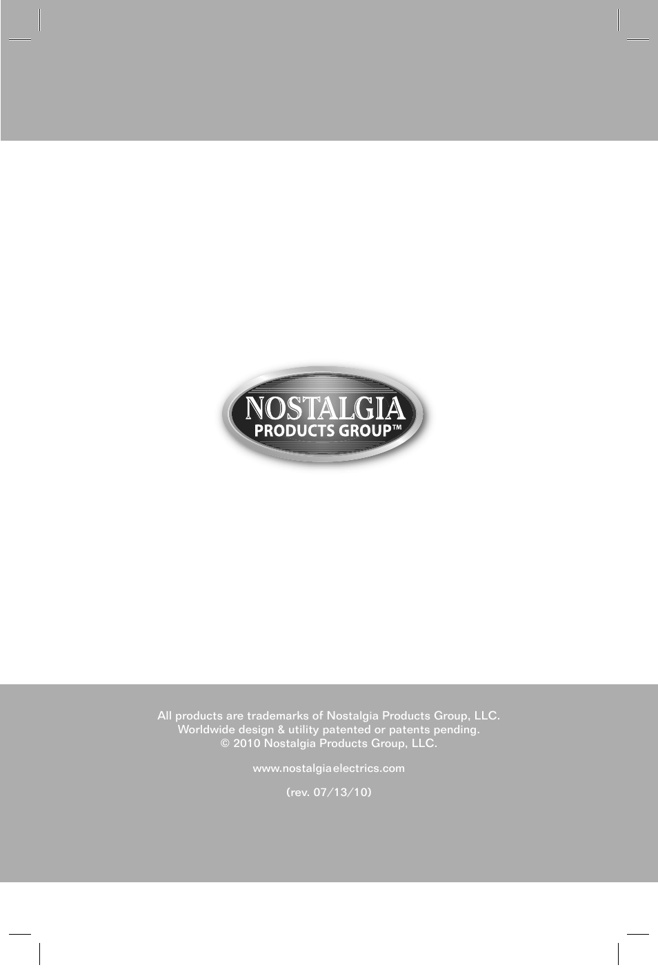 Nostalgia Electrics FG100 User Manual | 12 pages