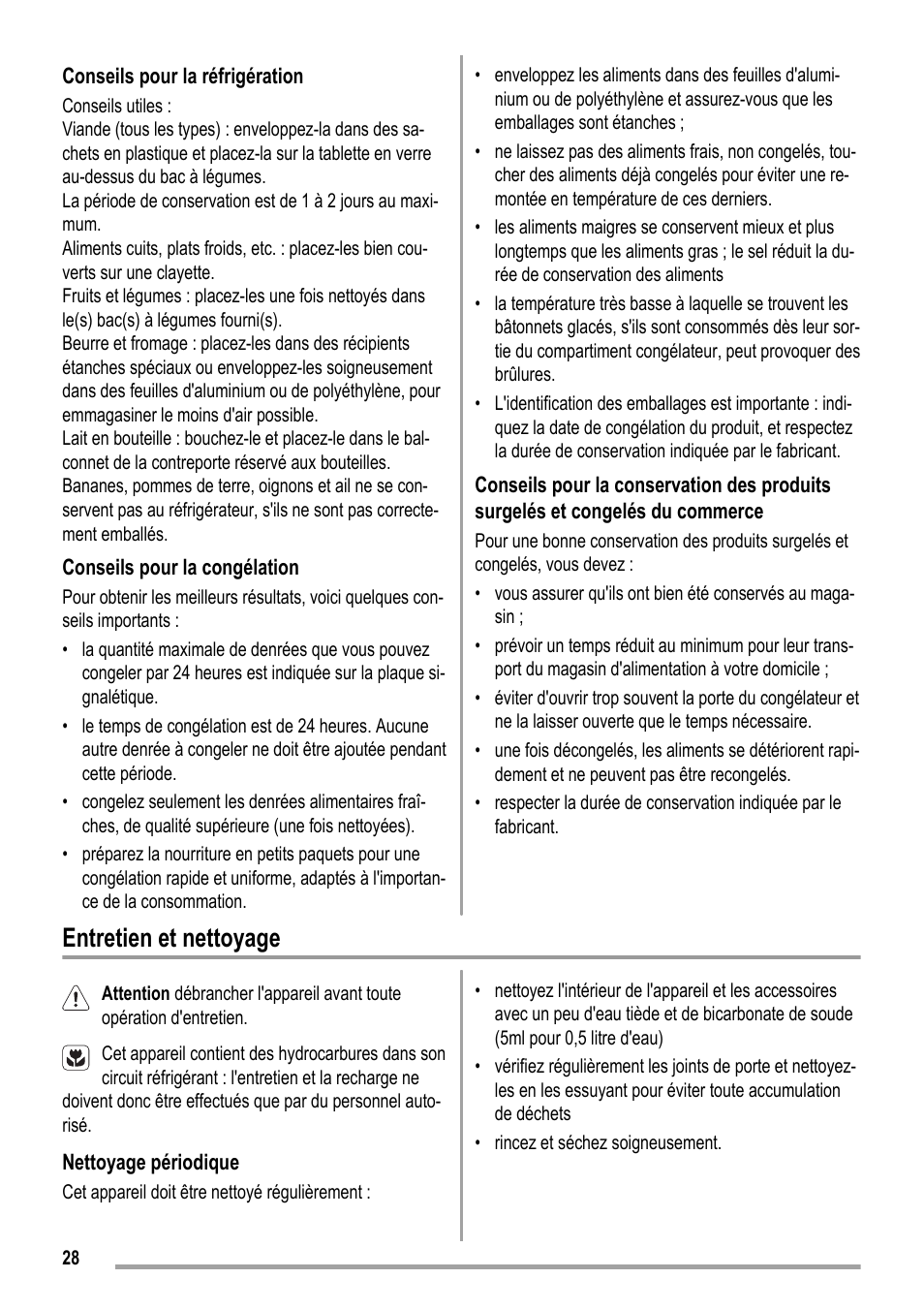 Entretien et nettoyage | ZANKER KBU 12401 DK User Manual | Page 28 / 48