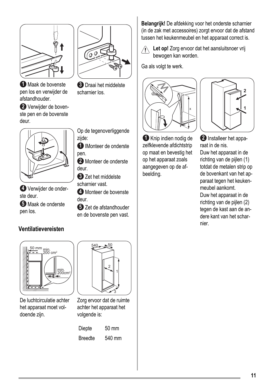 Ventilatievereisten | ZANKER KBT 23001 SB User Manual | Page 11 / 52