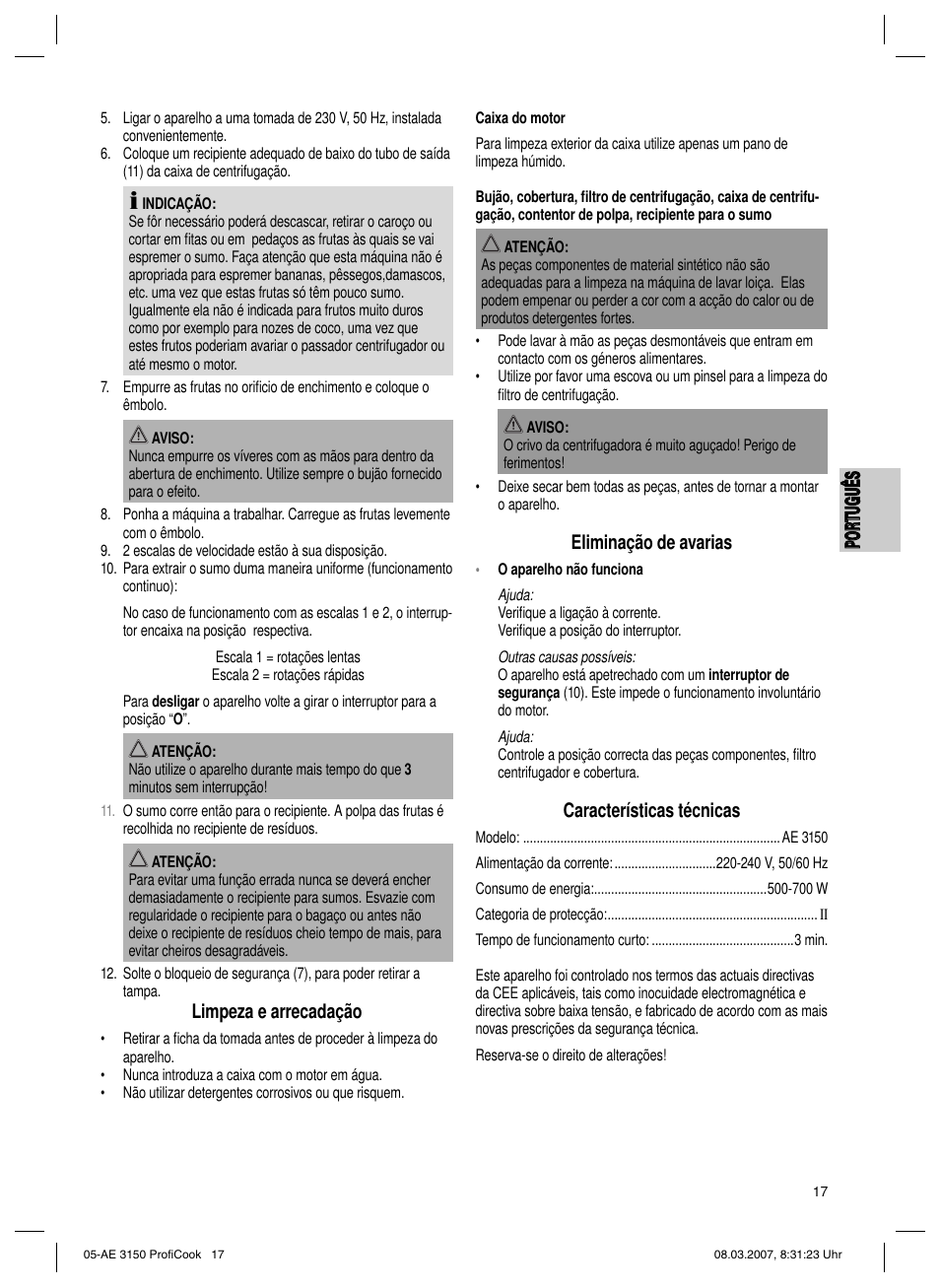Po Rt Ug Ue S Portugues Limpeza E Arrecadacao Eliminacao De Avarias Clatronic Ae 3150 Profi Cook User Manual Page 17 42 Original Mode Po Rt Ug Ue S Portugues Limpeza E Arrecadacao Eliminacao De Avarias Clatronic Ae 3150 Profi Cook User Manual Page 17 42 Original Mode