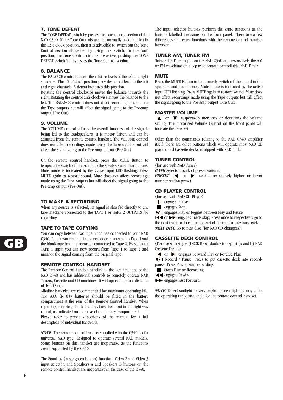 NAD C340 User Manual | Page 6 /