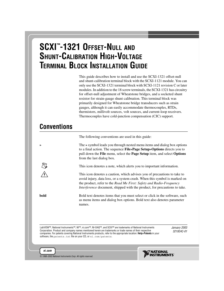 National Instruments SCXI-1321 User Manual | 16 pages