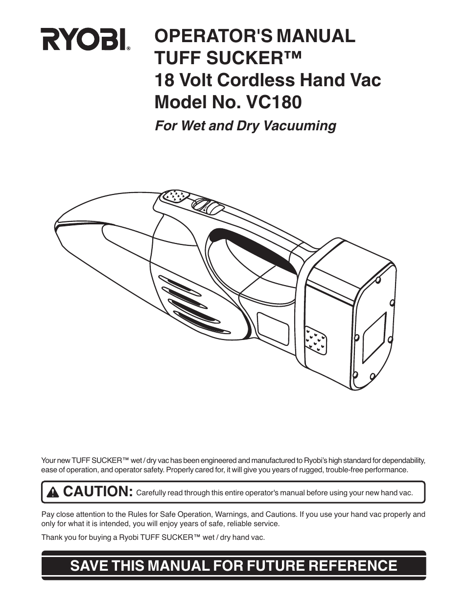 Ryobi VC180 User Manual | 12 pages | Original mode