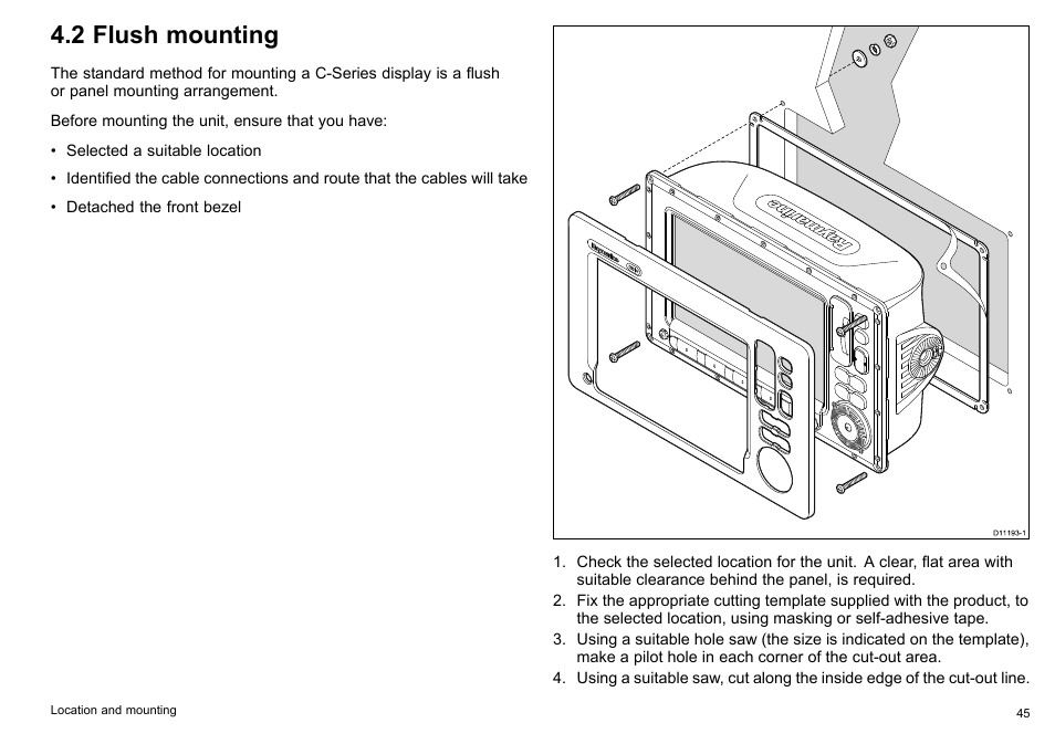 2 flush mounting | Raymarine C90w User Manual | Page 45 / 92 | Original