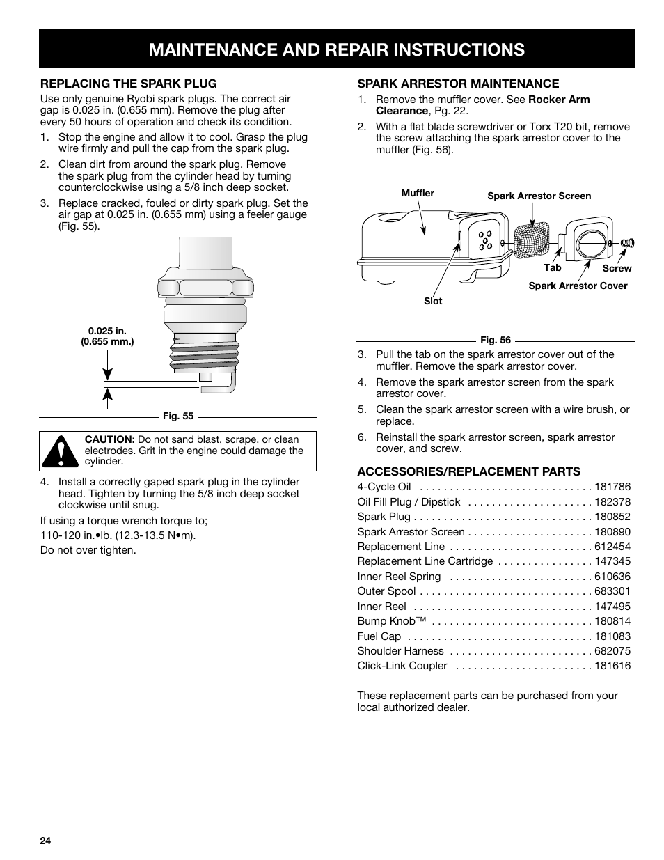 Maintenance And Repair Instructions Ryobi 890r User Manual Page 24 30