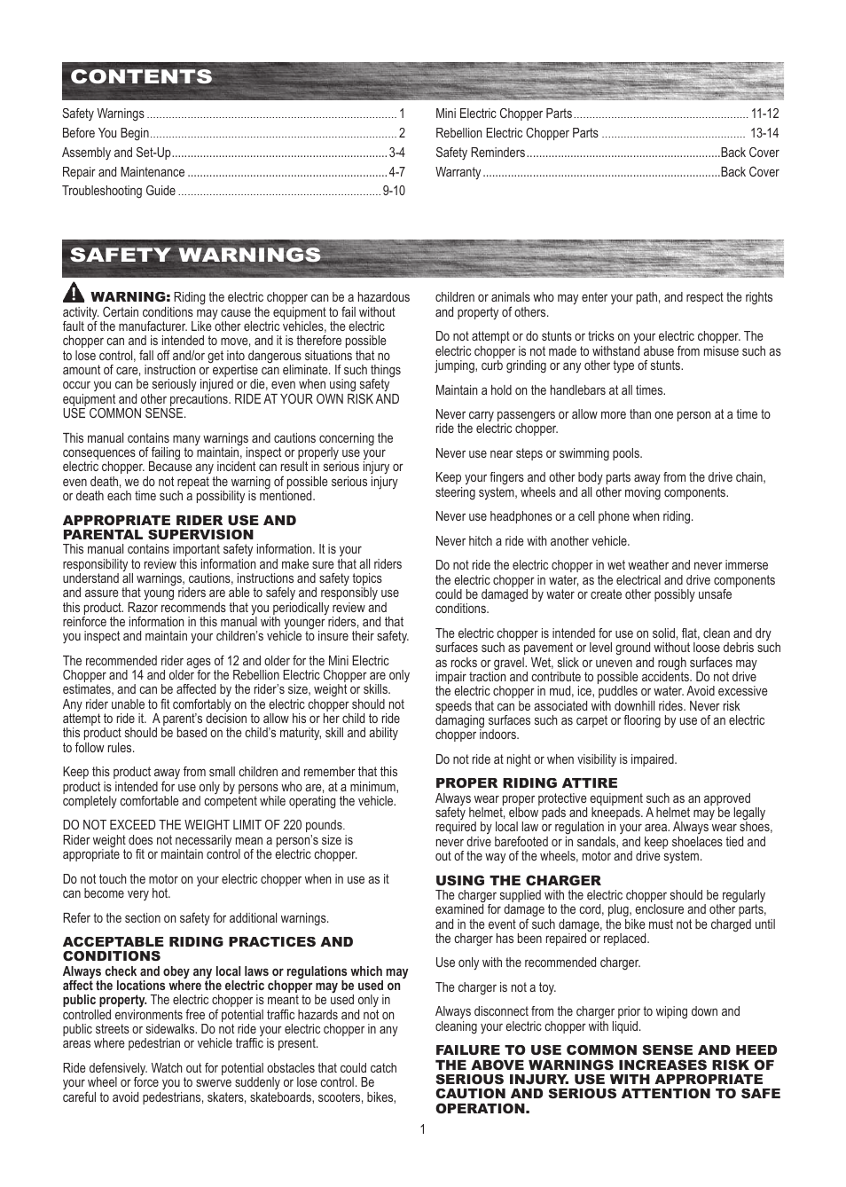 Razor MINI ELECTRIC CHOPPER 15130760 User Manual Page 2 / 17