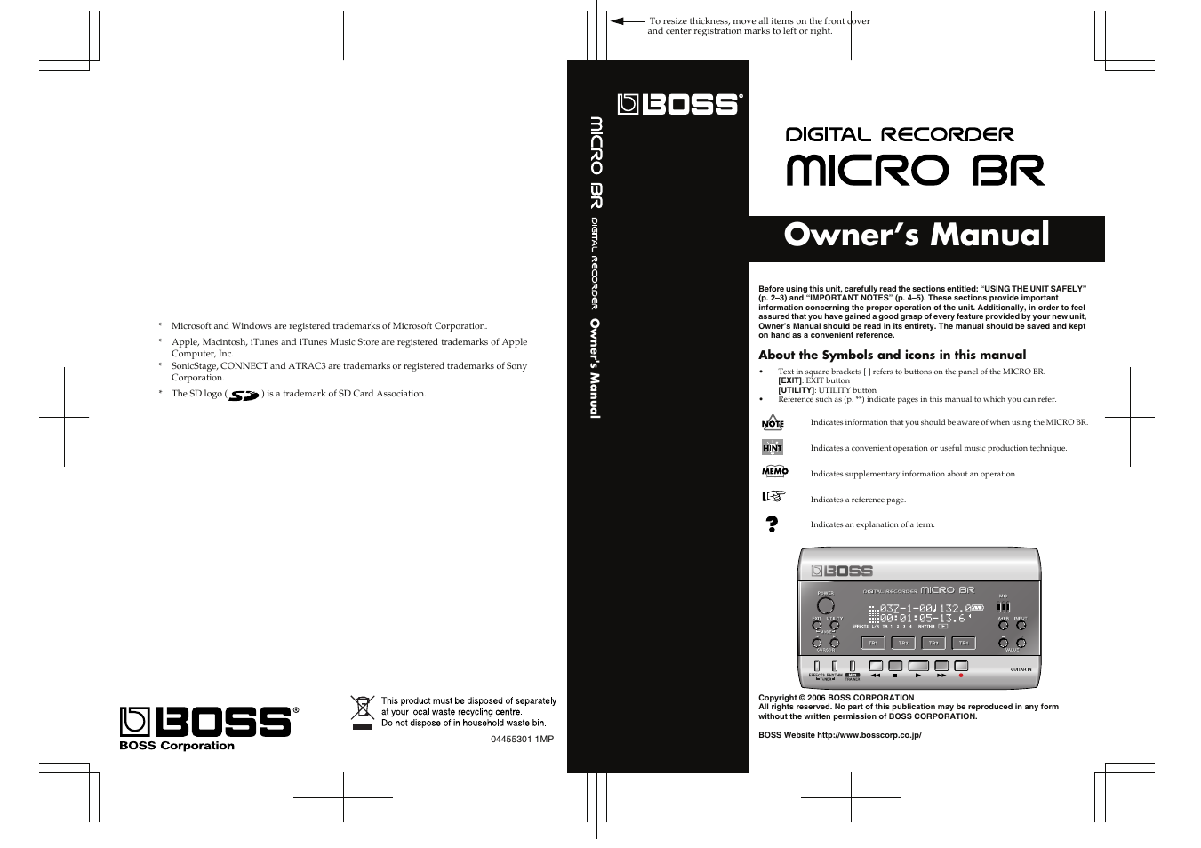 Roland Boss Digital Recorder Micro Br User Manual 132 Pages