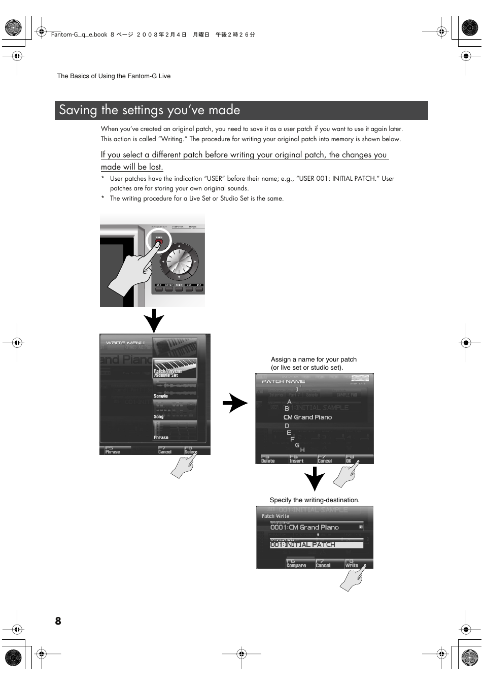 Saving The Settings You Ve Made Roland Fantom G8 User Manual Page 8 48