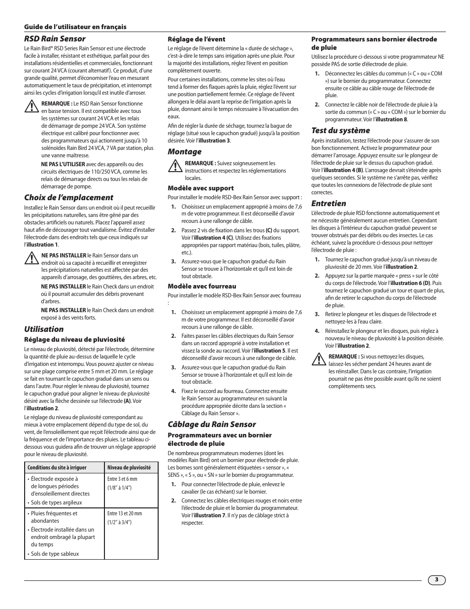 Rain Bird Hp 6 Mode D Emploi