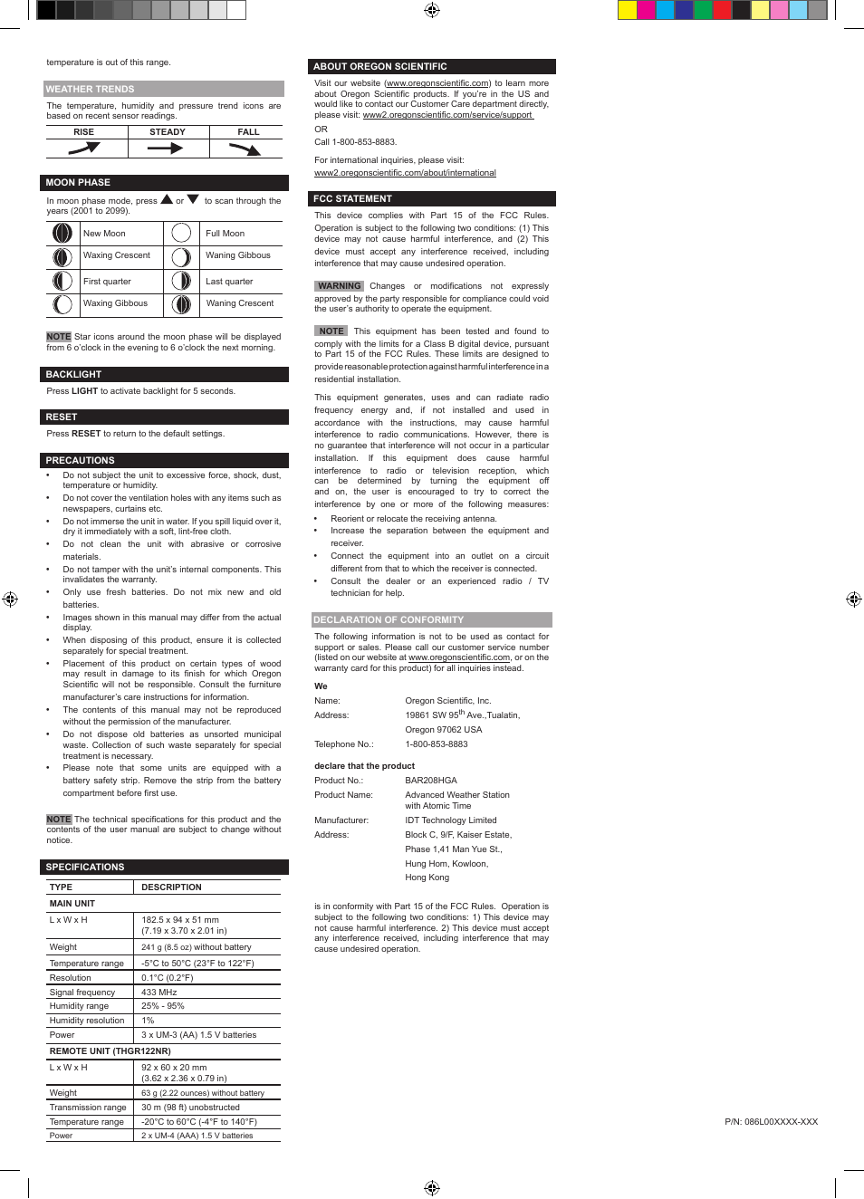 Oregon Scientific BAR208HGA User Manual | Page 2 / 2 | Original mode