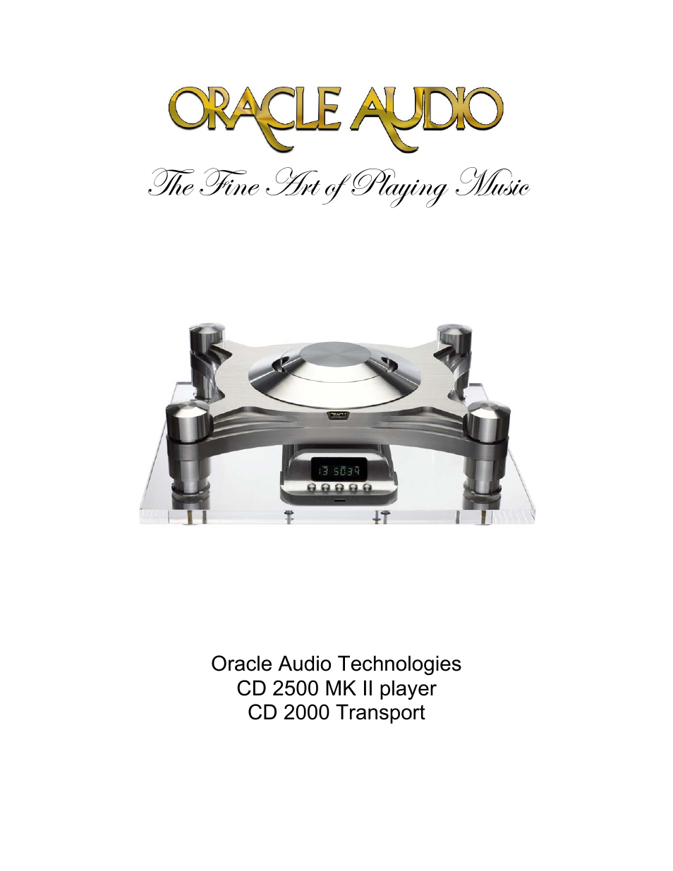 Oracle Audio Technologies CD 2000 User Manual | 21 pages