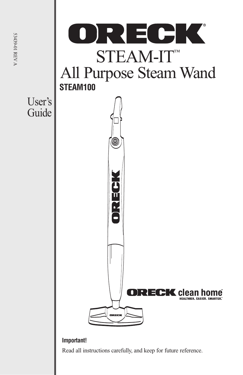 Oreck Steam It Steam100 User Manual 12 Pages