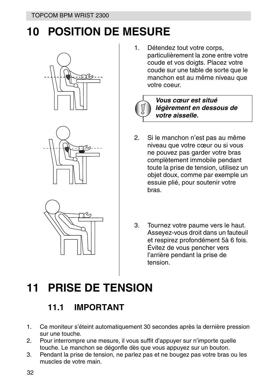 6 position de mesure 6 prise de tension Topcom BPM WRIST 6 6 position de mesure 6 prise de tension Topcom BPM WRIST 6