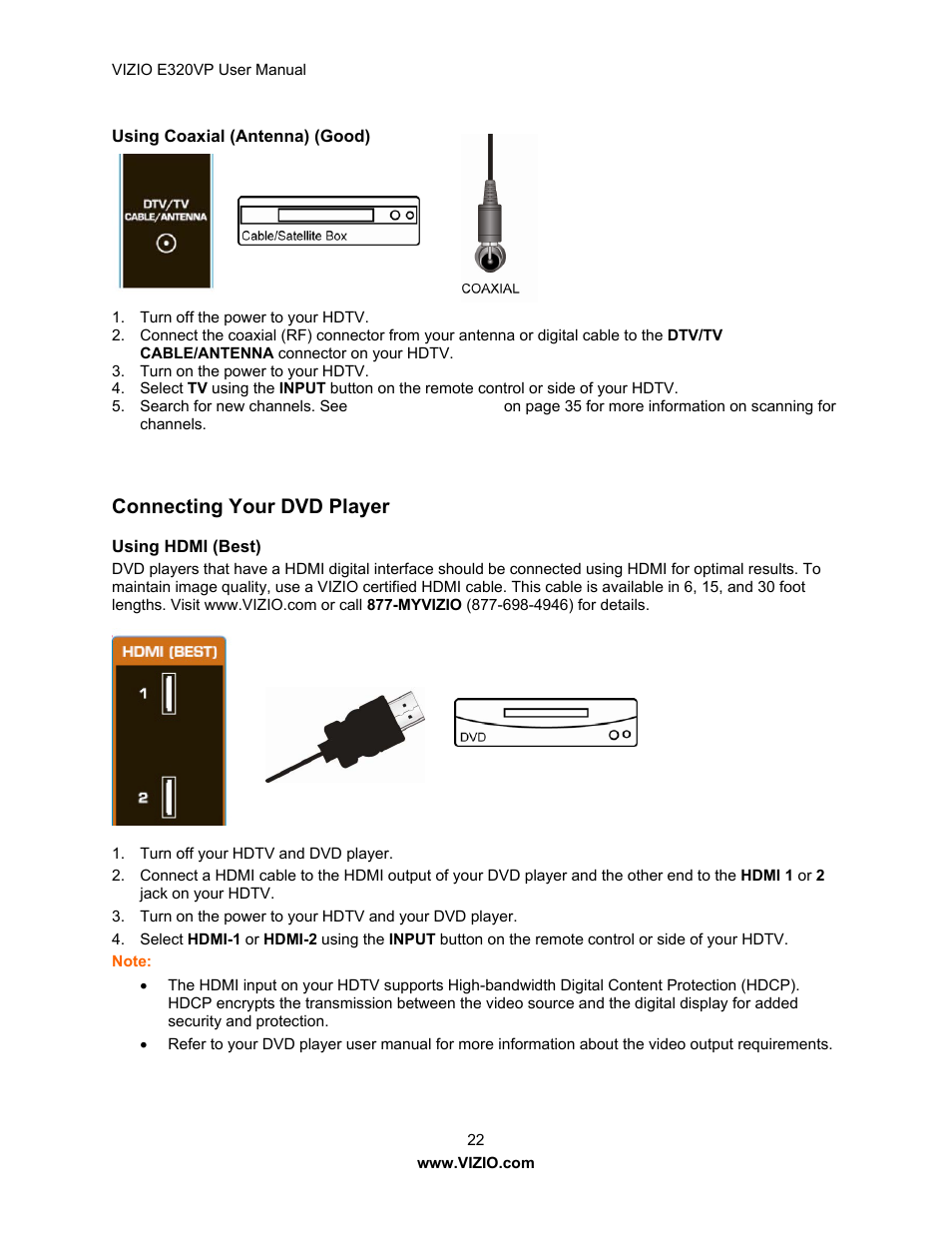 Connecting Your Dvd Player Vizio E320vp User Manual Page 22 50