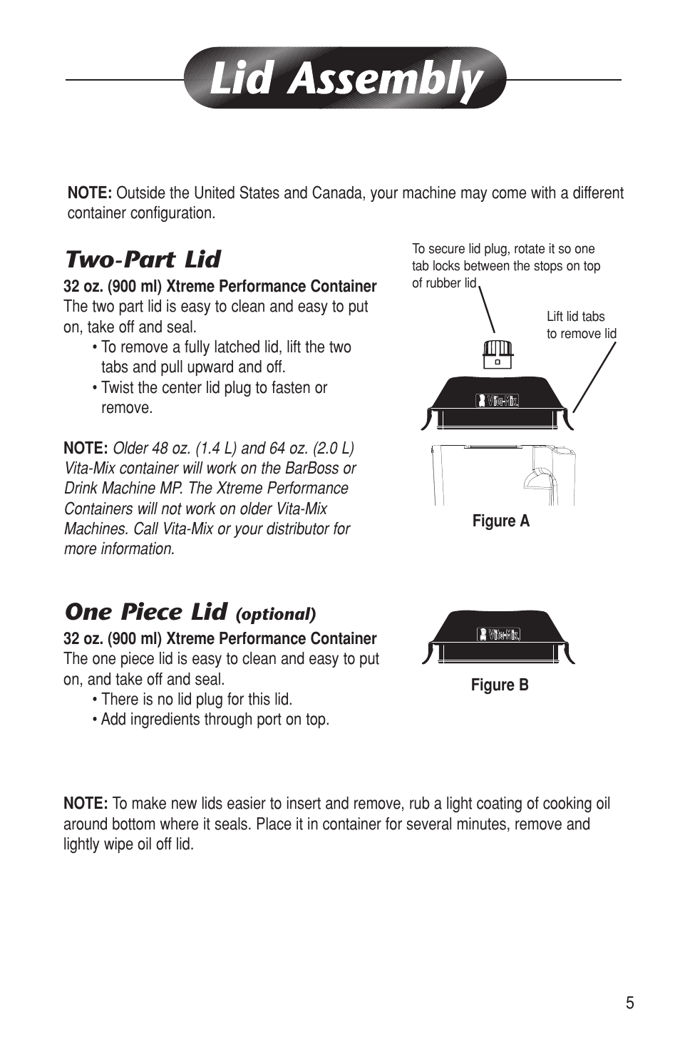 Two-part lid, One piece lid | Vita-Mix BARBOSS MP User Manual | Page 5 / 16
