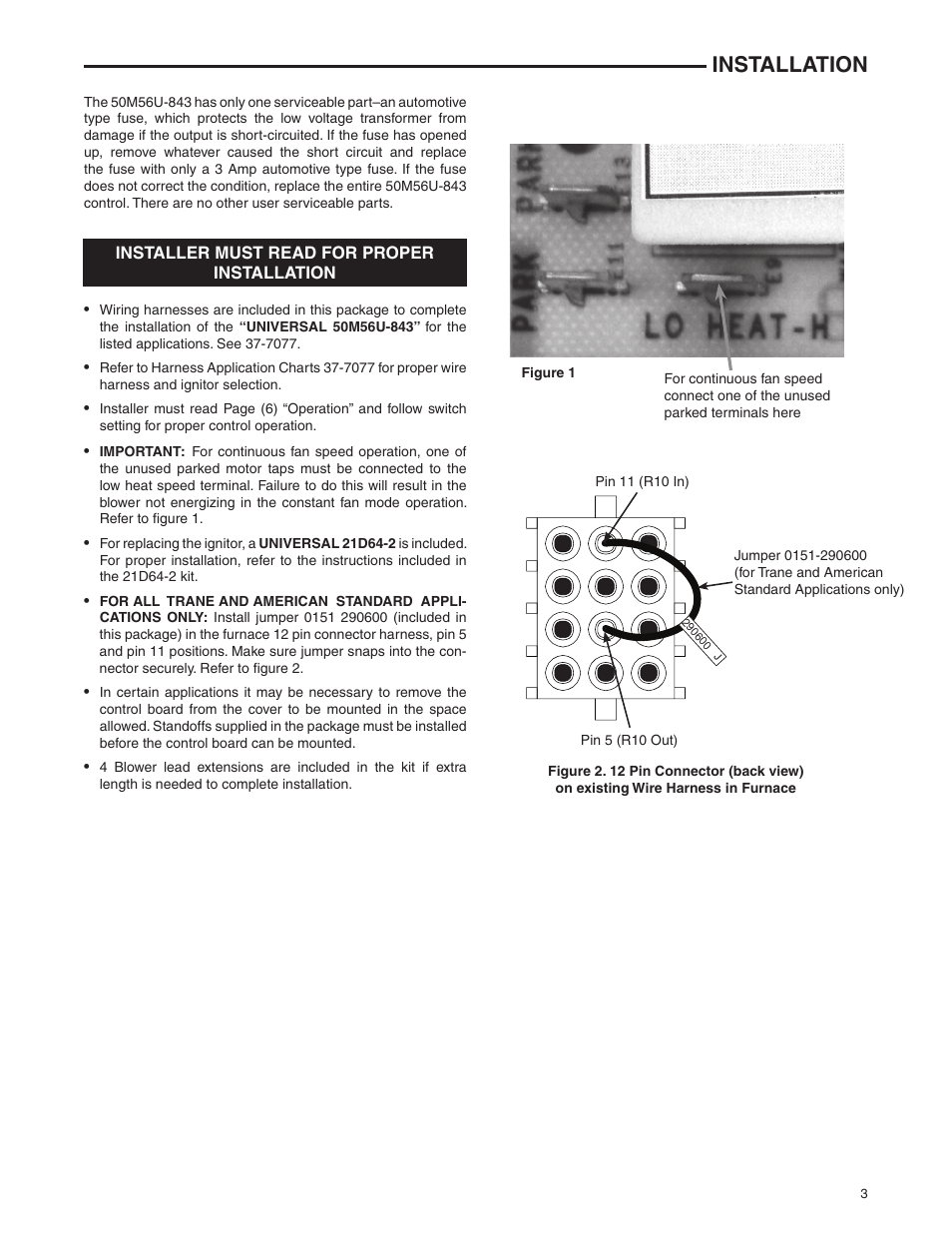 Installation | White Rodgers 50M56U-843 User Manual | Page ... proper furnace fan motor wiring 