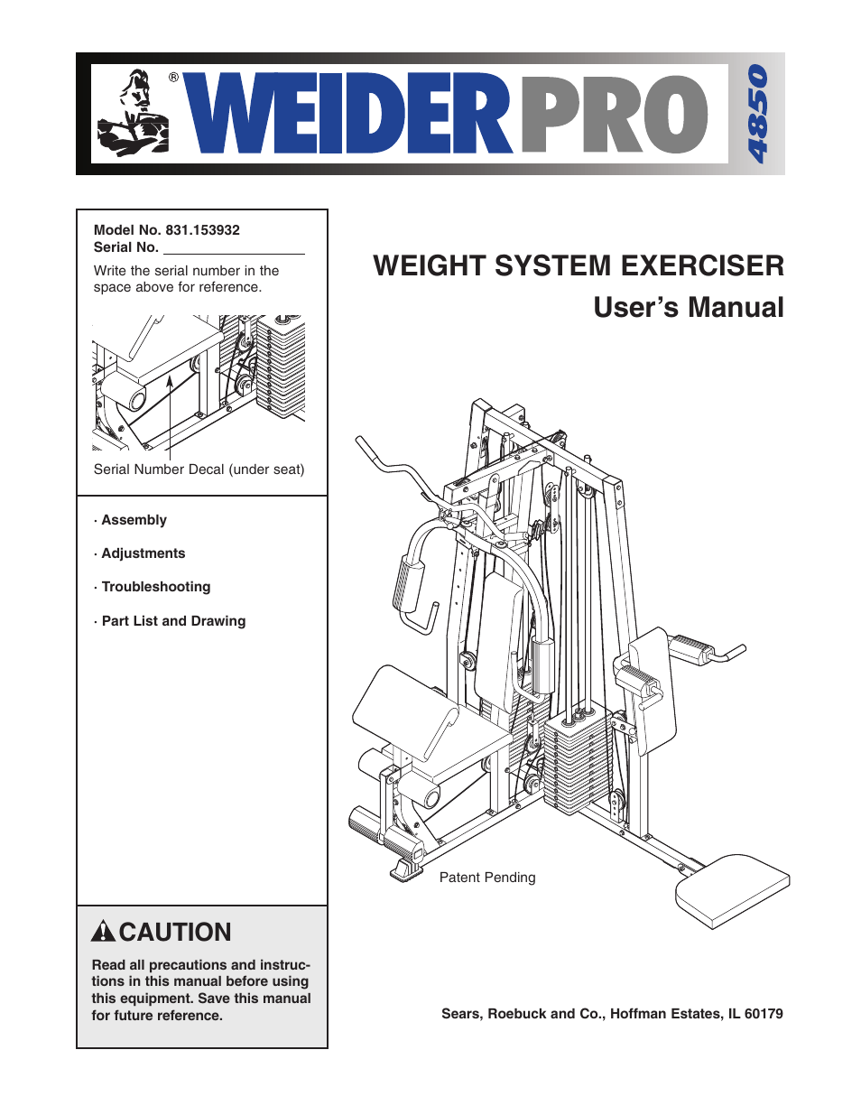 Weider Pro 4850 831.153932 User Manual | 33 pages