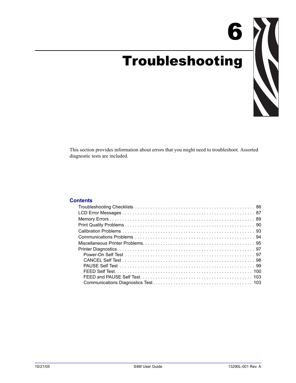 Praktisk investering Vægt Troubleshooting, 6 • troubleshooting | Zebra S4M User Manual | Page 91 /  132 | Original mode