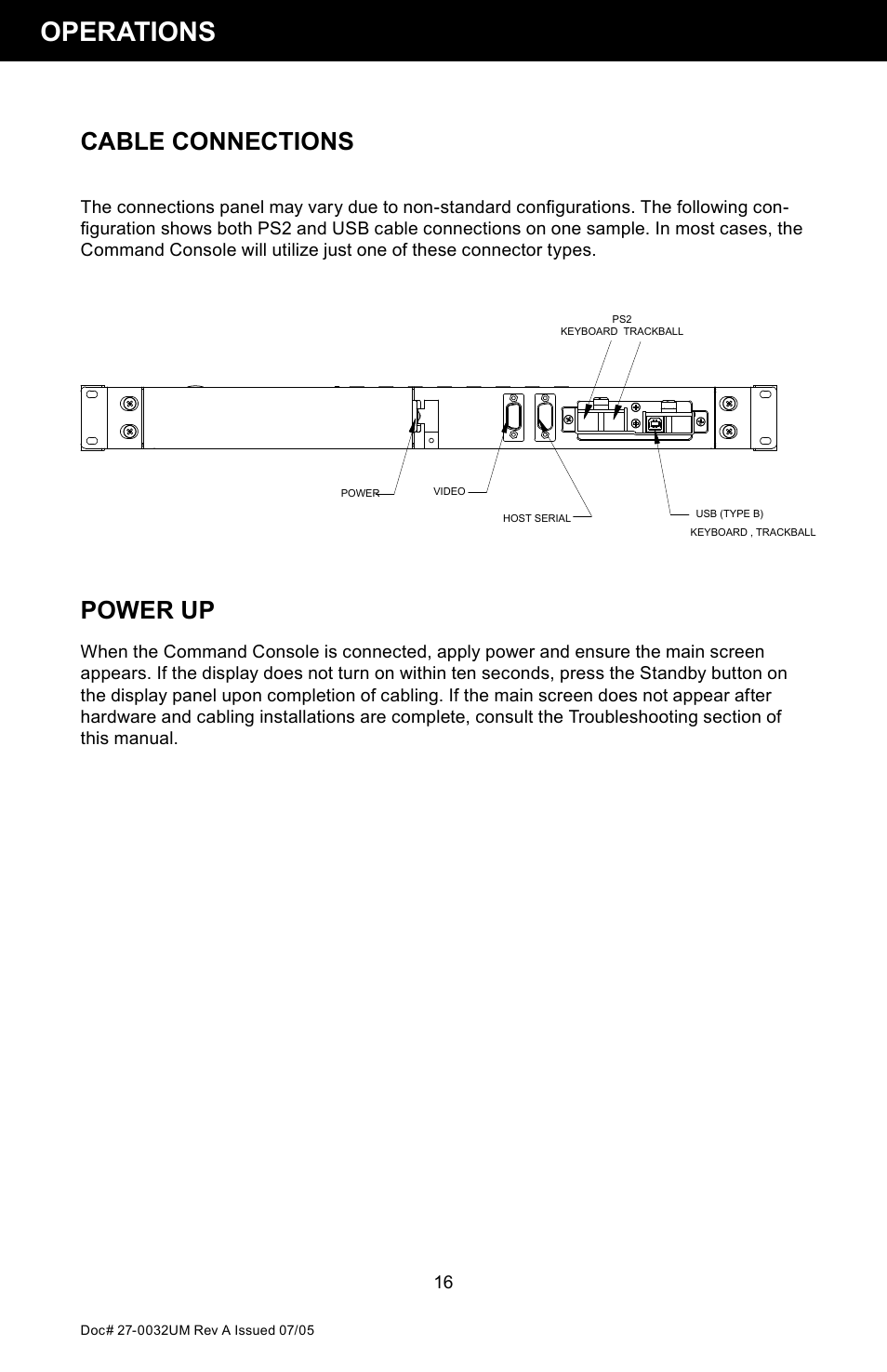 Operations, Cable connections, Power up | Z Microsystems SL User Manual | Page 16 / 51