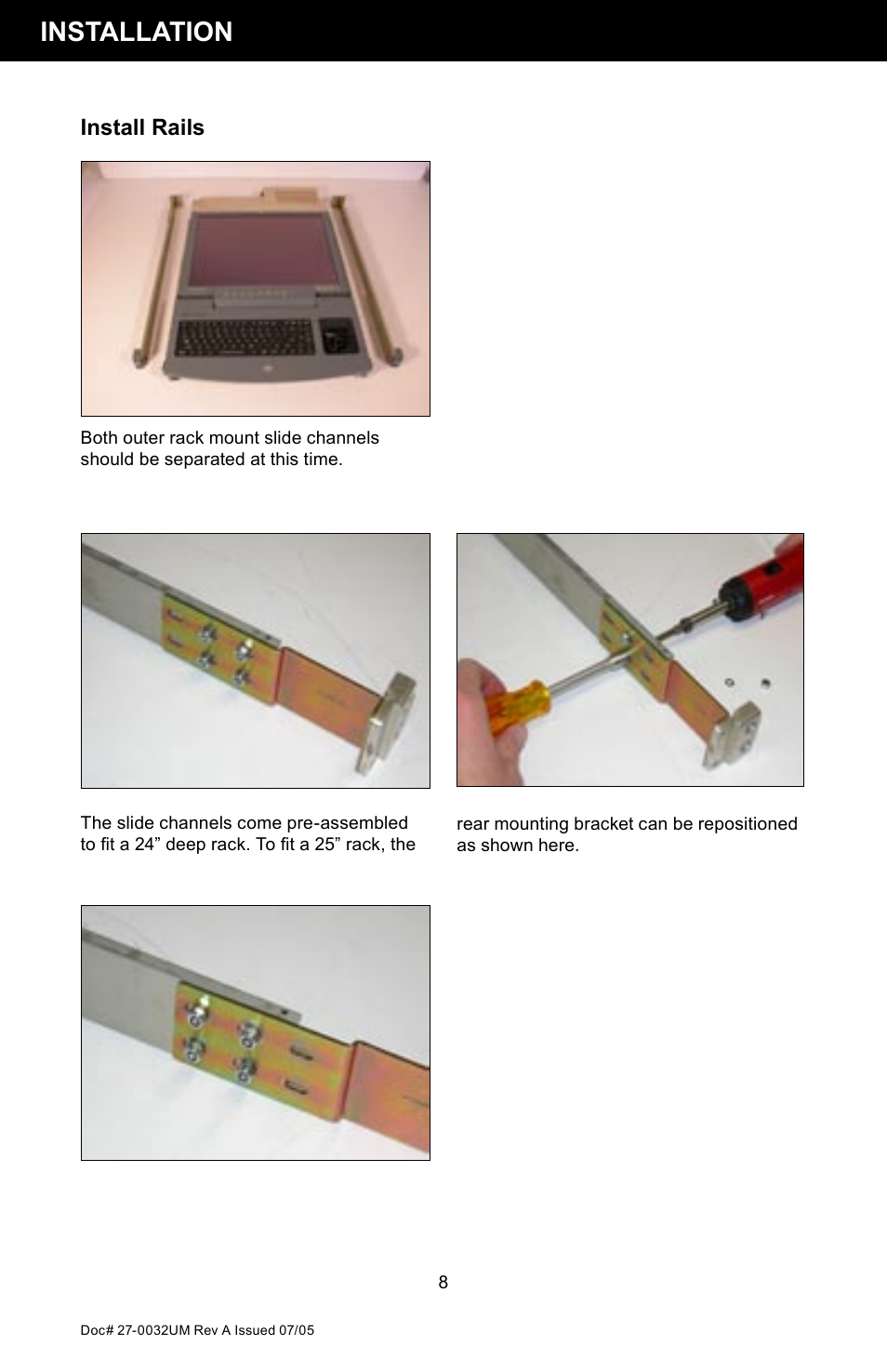 Installation, Install rails | Z Microsystems SL User Manual | Page 8 / 51