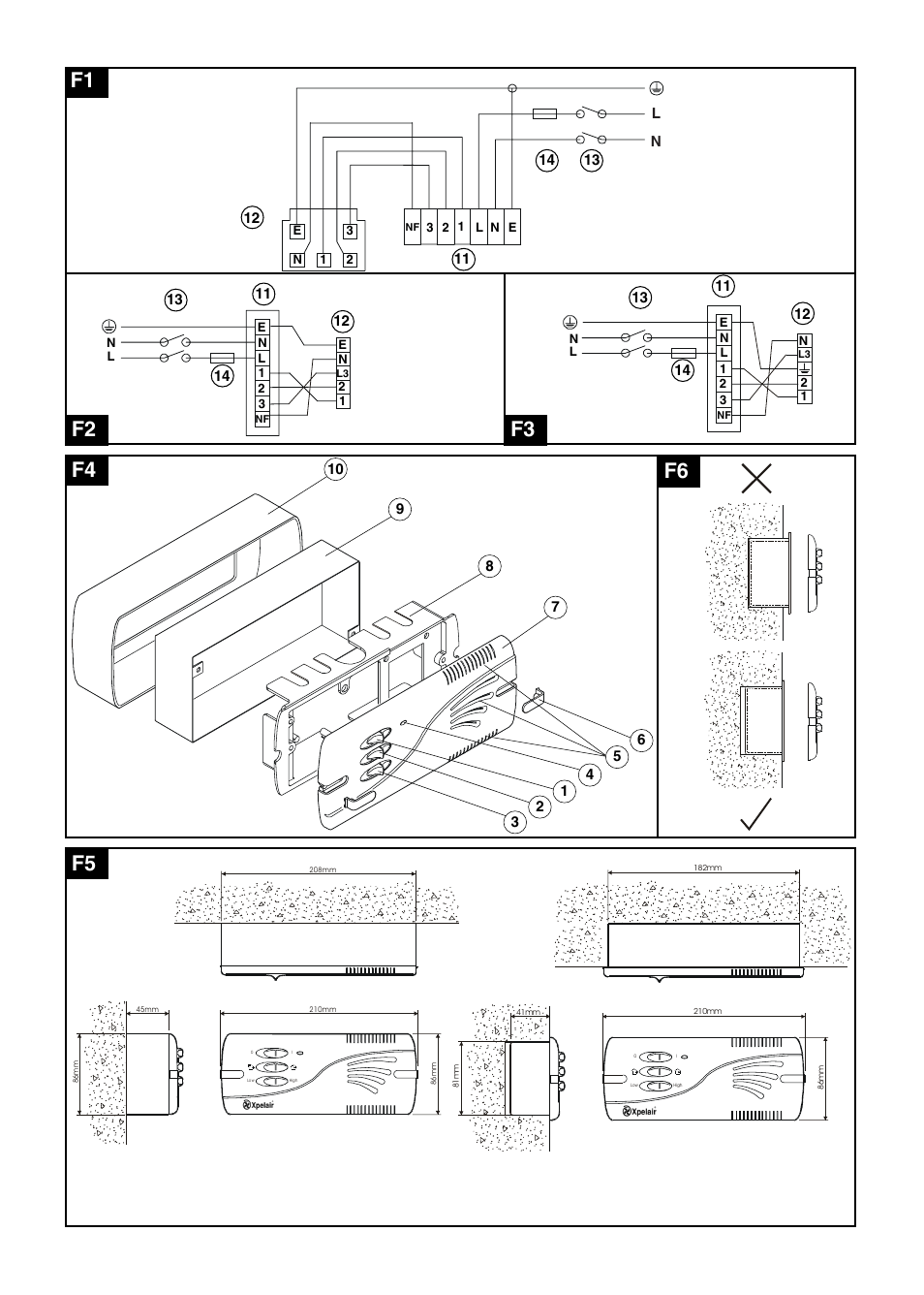 F1 f3 f4 f5 | Xpelair FR22-30 User Manual | Page 3 / 20