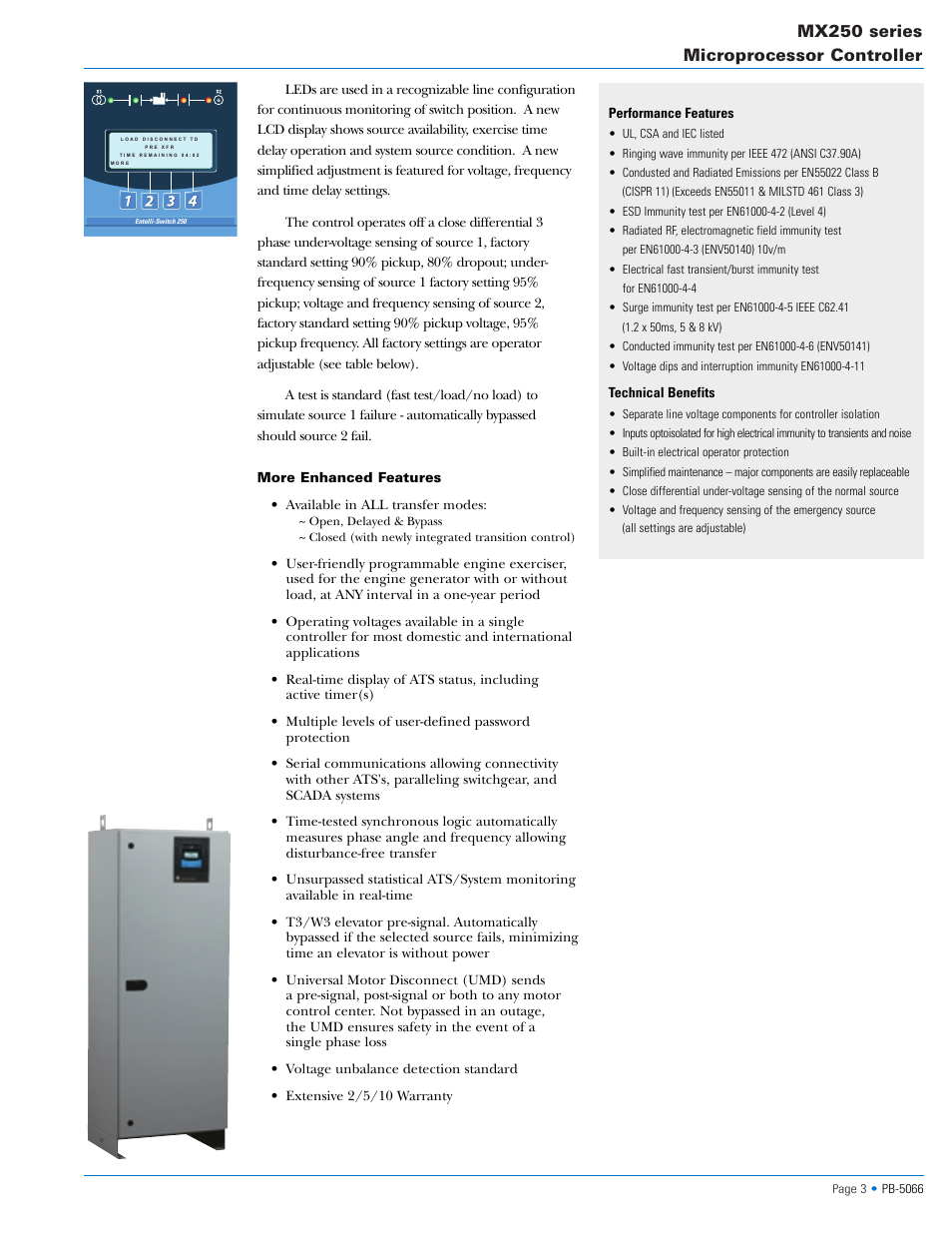 Mx250 series microprocessor controller | GE Zenith ZTS Series User Manual | Page 3 / 10