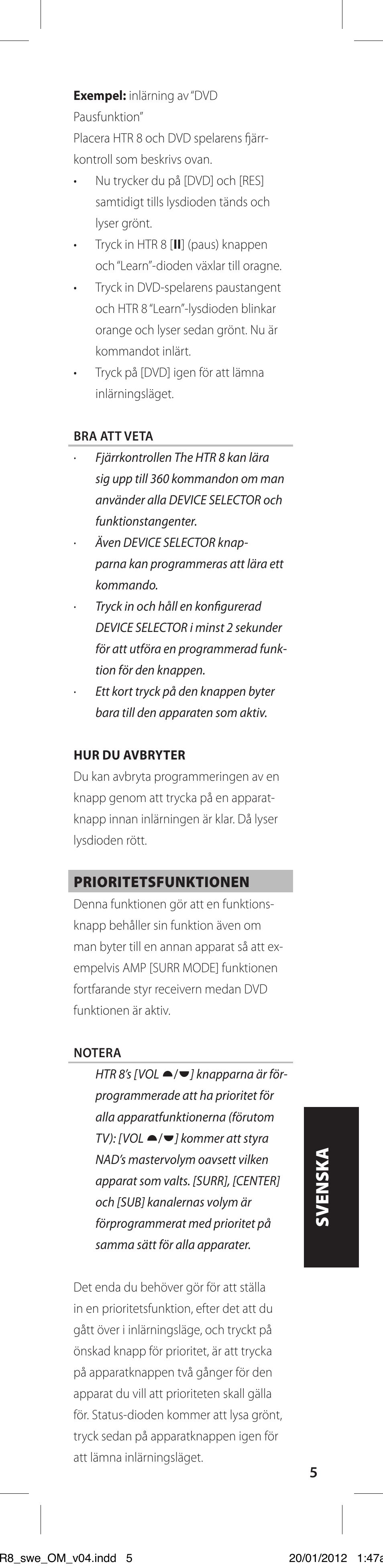 NAD HTR 8 User Manual  Page 93 / 118