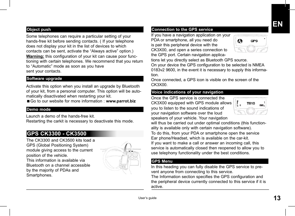 Parrot CK3100 User Manual | Page 13 / 48 | Original mode