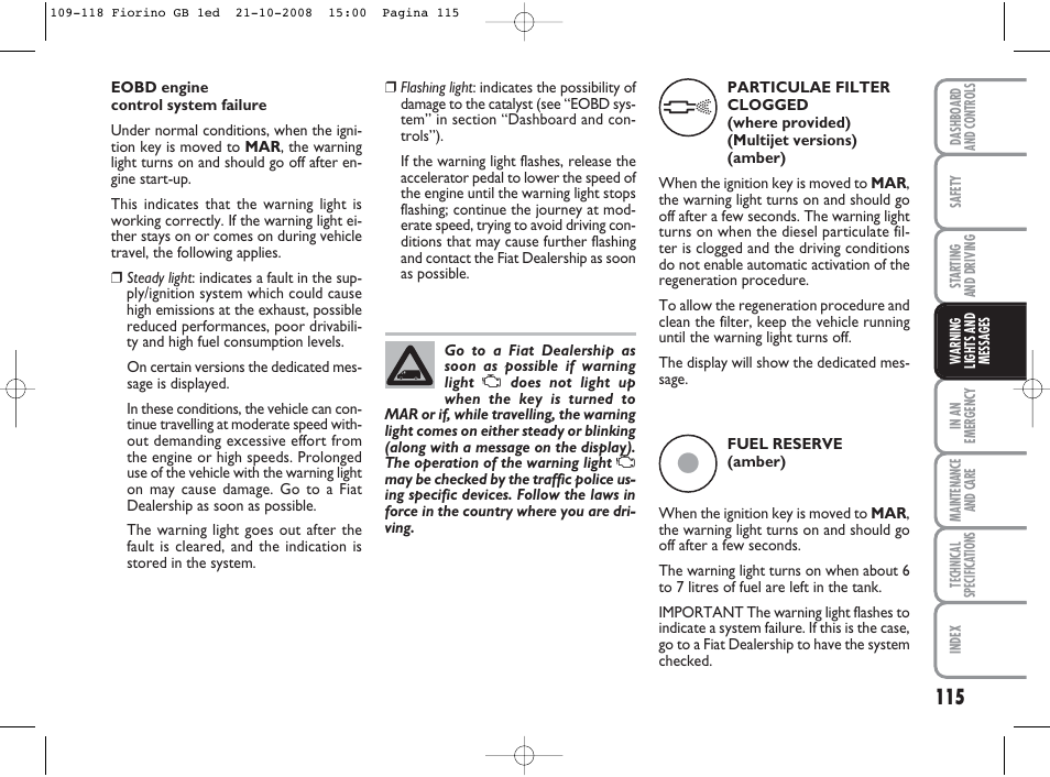 FIAT Qubo User Manual | Page 116 / 202 | Original mode