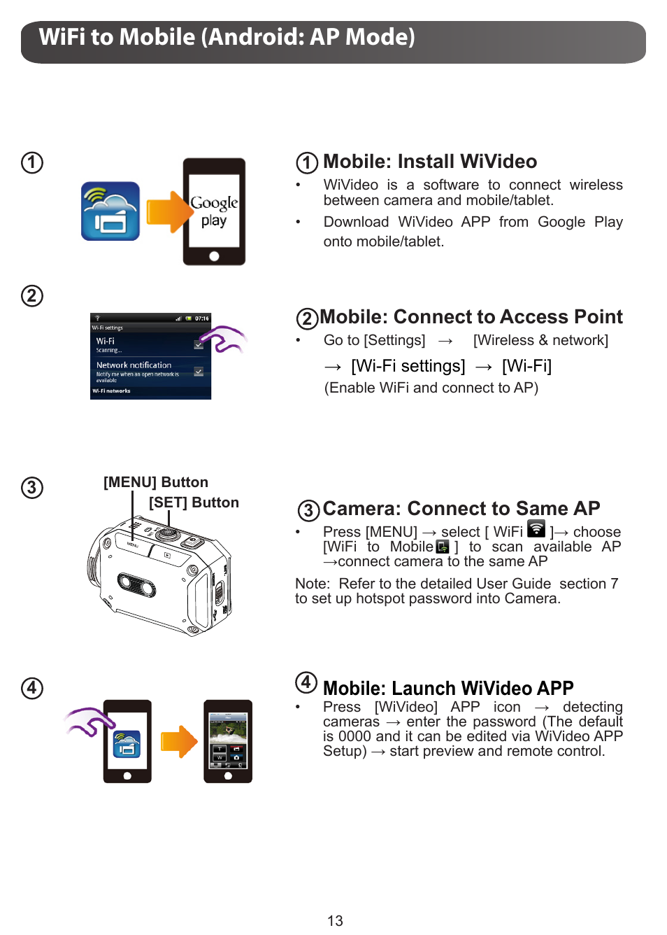 Wifi To Mobile Android Ap Mode Mobile Install Wivideo Mobile Connect To Access Point Jvc Gc Xa1 Be User Manual Page 13 210